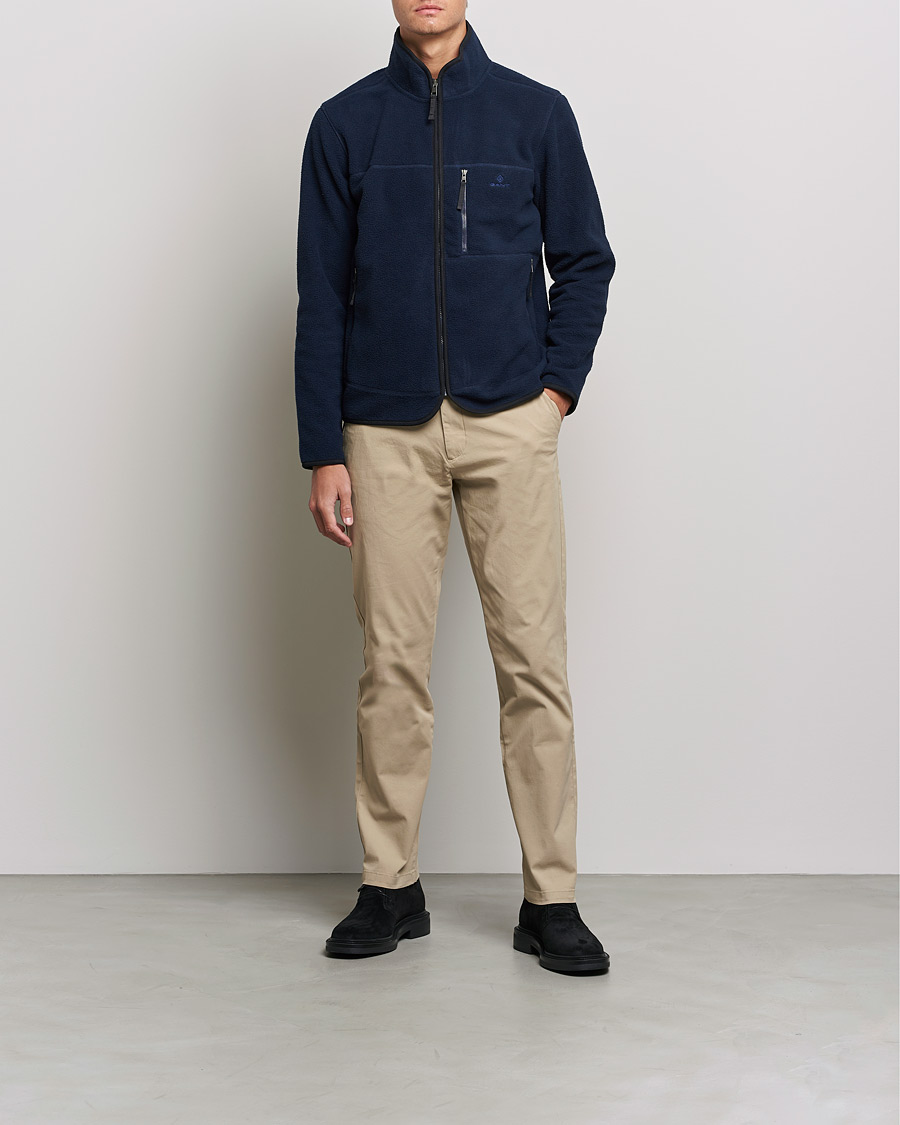 Herre | Trøjer | GANT | Sherpa Fleece Full Zip Evening Blue
