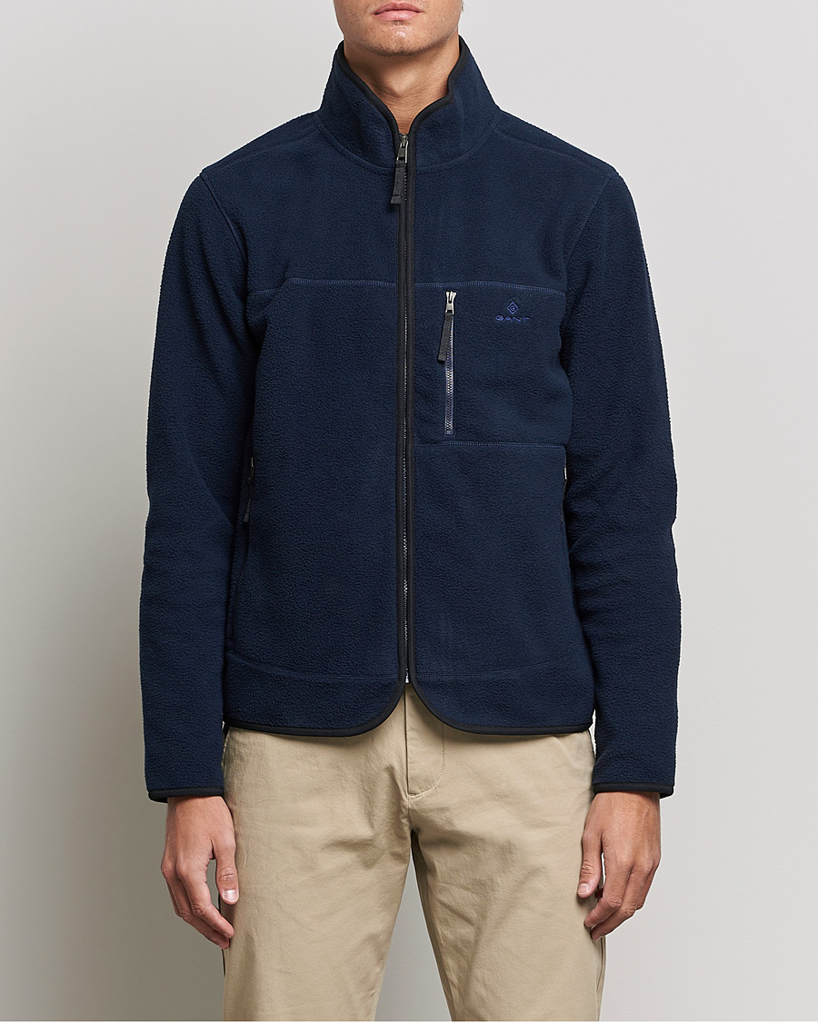 Herre | Fleecetrøjer | GANT | Sherpa Fleece Full Zip Evening Blue