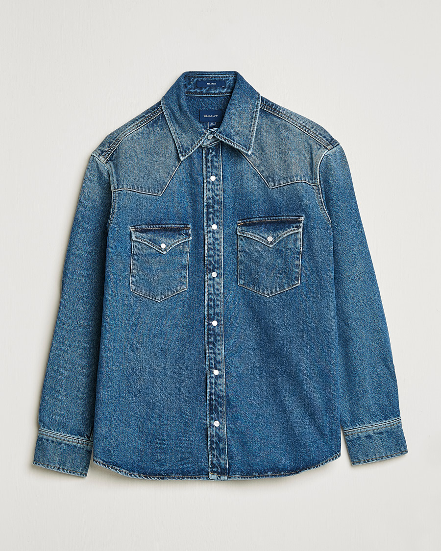 Herre | Skjorter | GANT | Western Denim Shirt Vintageg Blue
