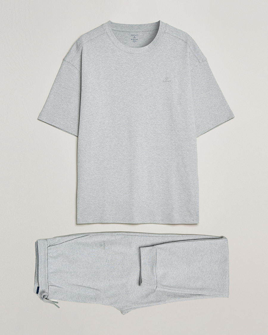 Herre | Pyjamas & Morgenkåber | GANT | Premium Loungewear Set Light Grey Melange