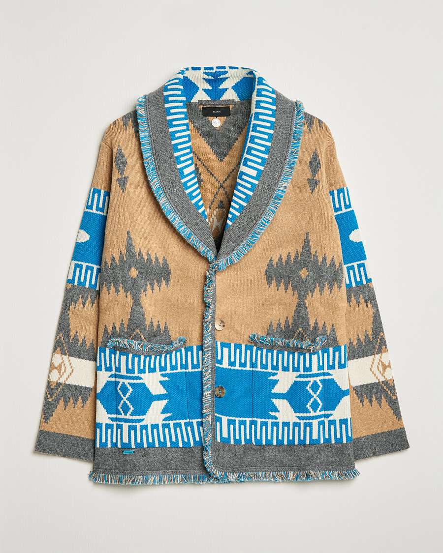 Herre | Trøjer | Alanui | Icon Cashmere Jacquard Cardigan Camel/Blue
