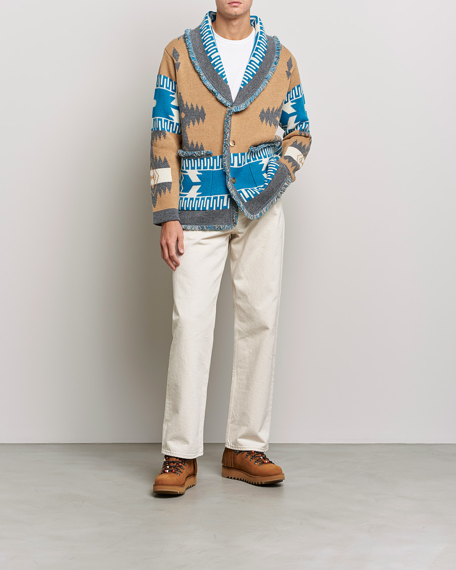 Herre | Trøjer | Alanui | Icon Cashmere Jacquard Cardigan Camel/Blue