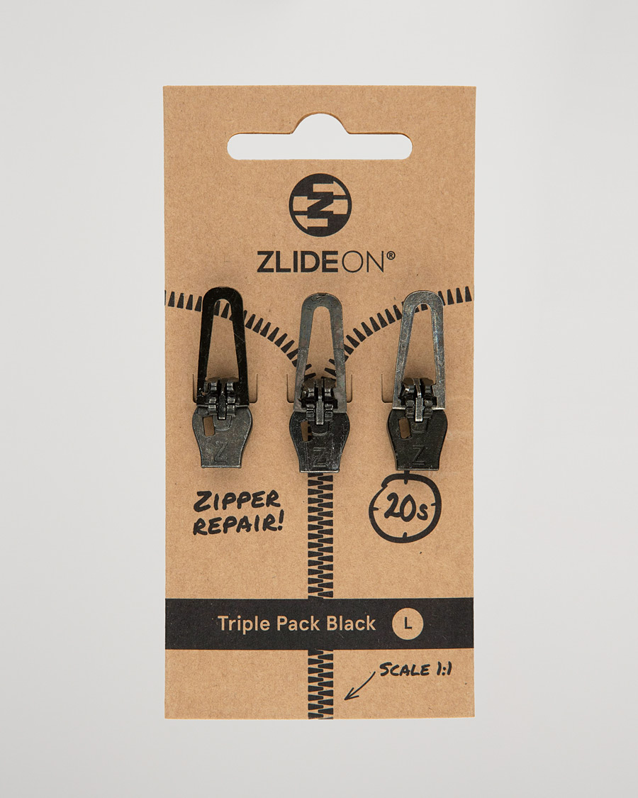 Herre | Tøjpleje | ZlideOn | 3-Pack Zippers Black L