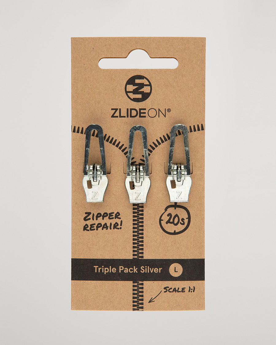 Herre | Tøjpleje | ZlideOn | 3-Pack Zippers Silver L
