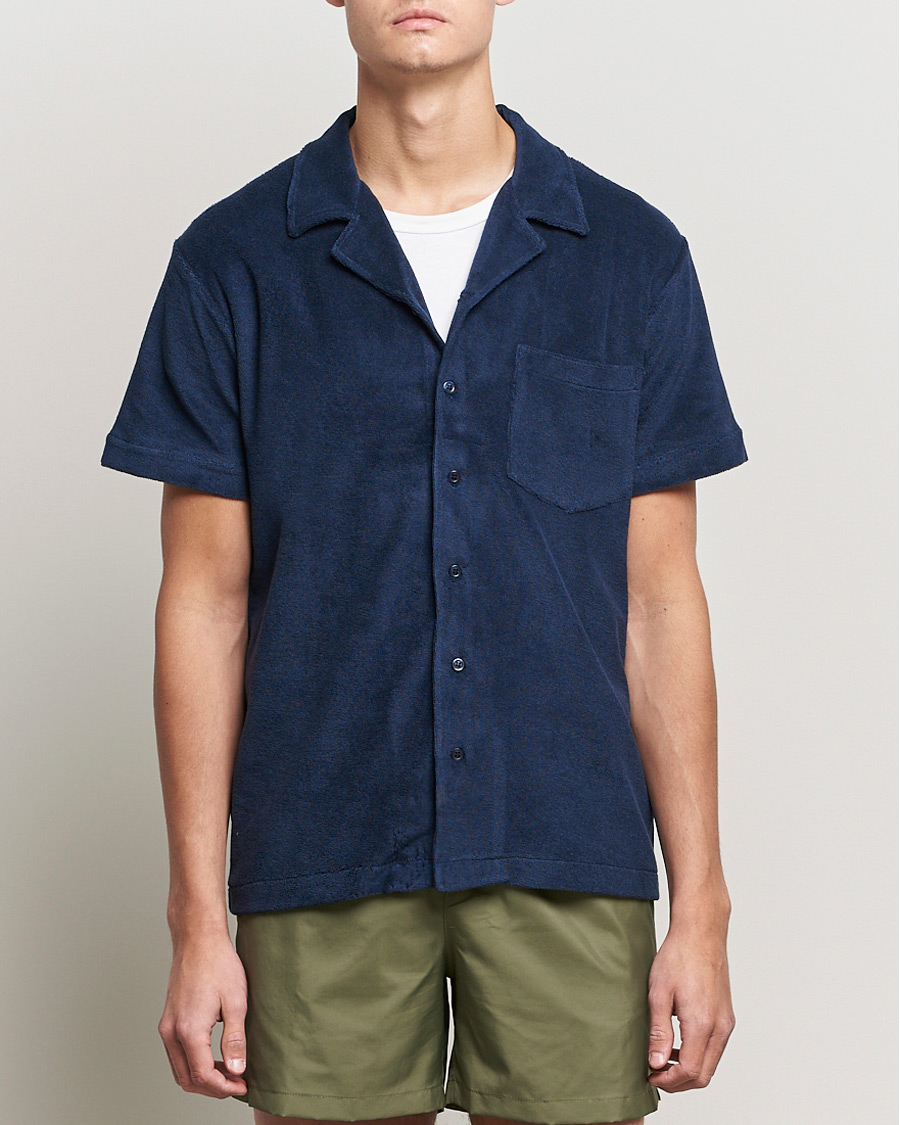 Herre | Skjorter | The Resort Co | Short Sleeve Terry Resort Shirt Navy