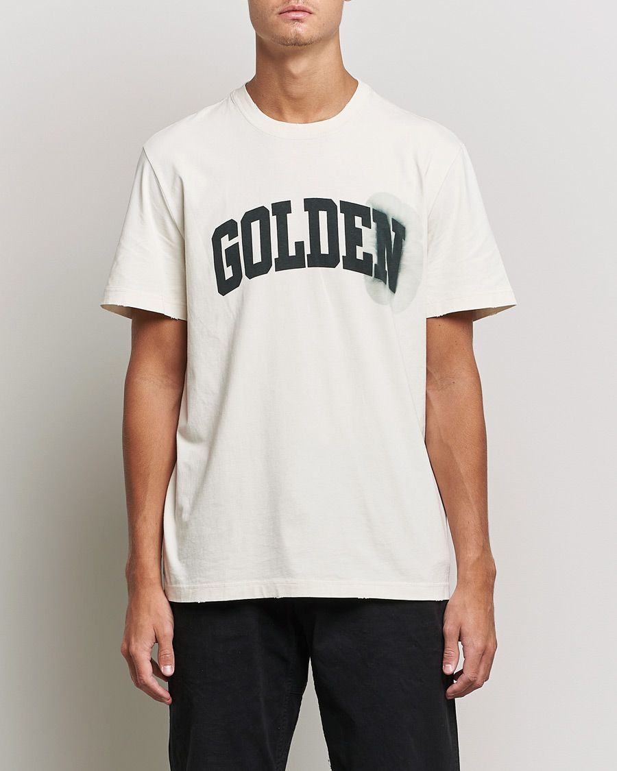 Herre | T-Shirts | Golden Goose | Deluxe Brand Journey Logo T-Shirt Bone White