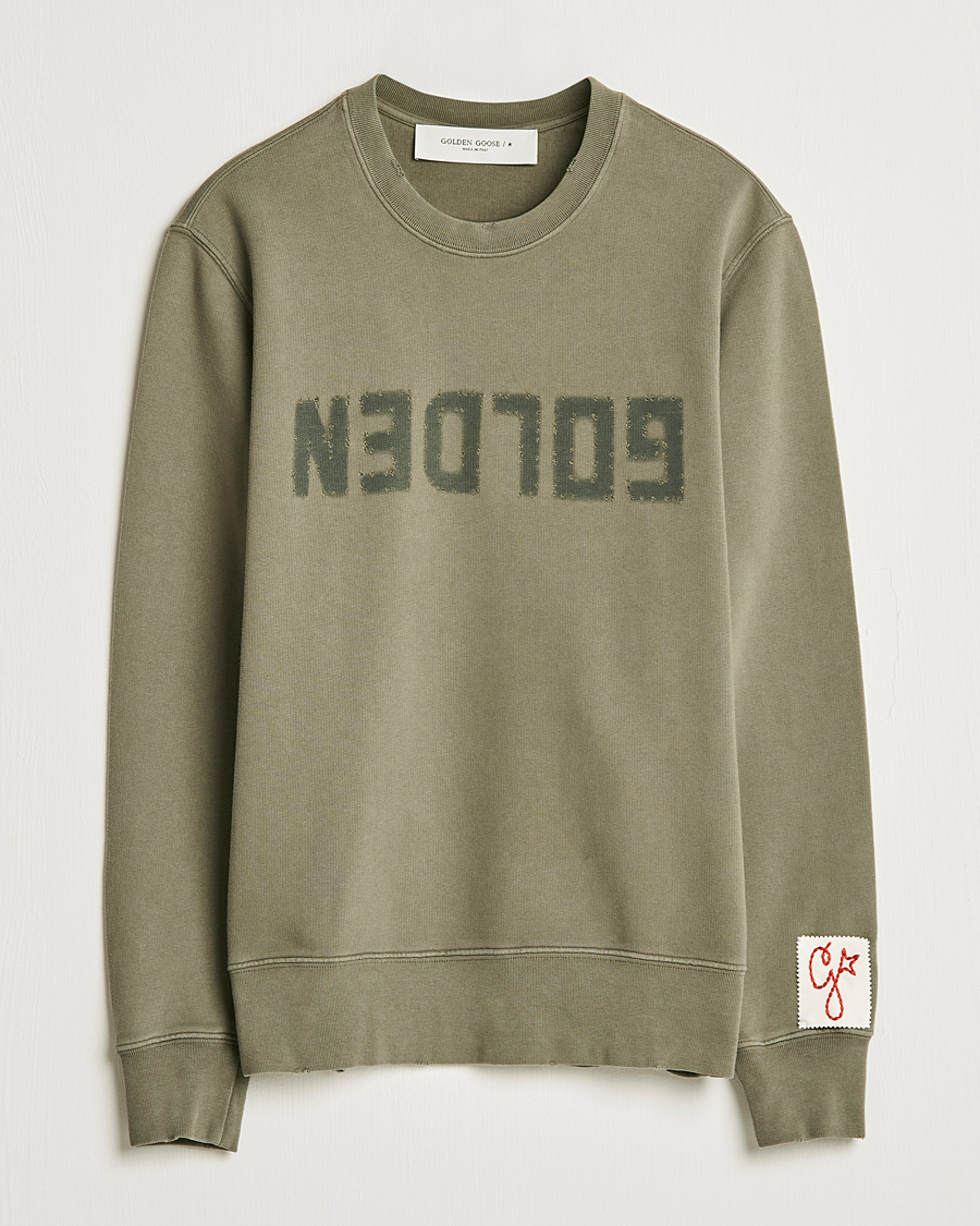 Herre | Trøjer | Golden Goose | Deluxe Brand Distressed Cotton Sweatshirt Dusty Olive