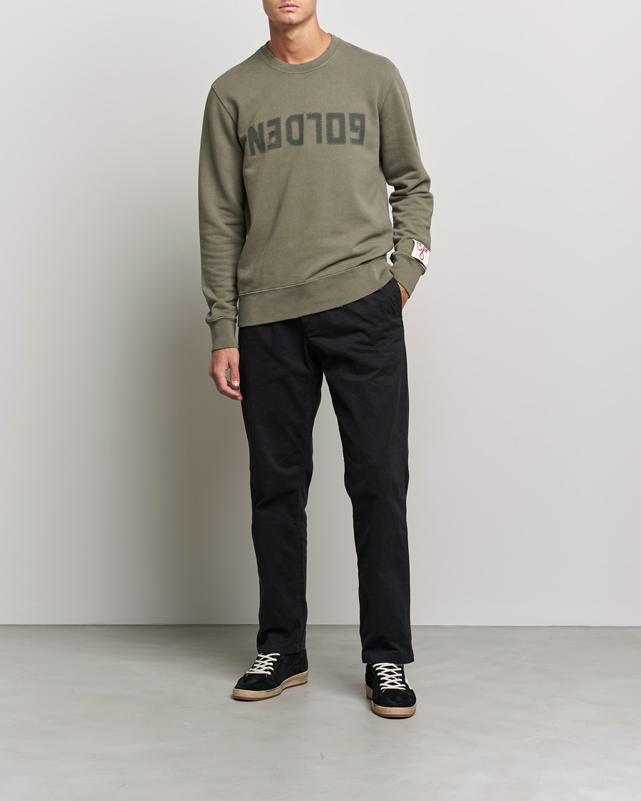 Herre | Trøjer | Golden Goose | Deluxe Brand Distressed Cotton Sweatshirt Dusty Olive