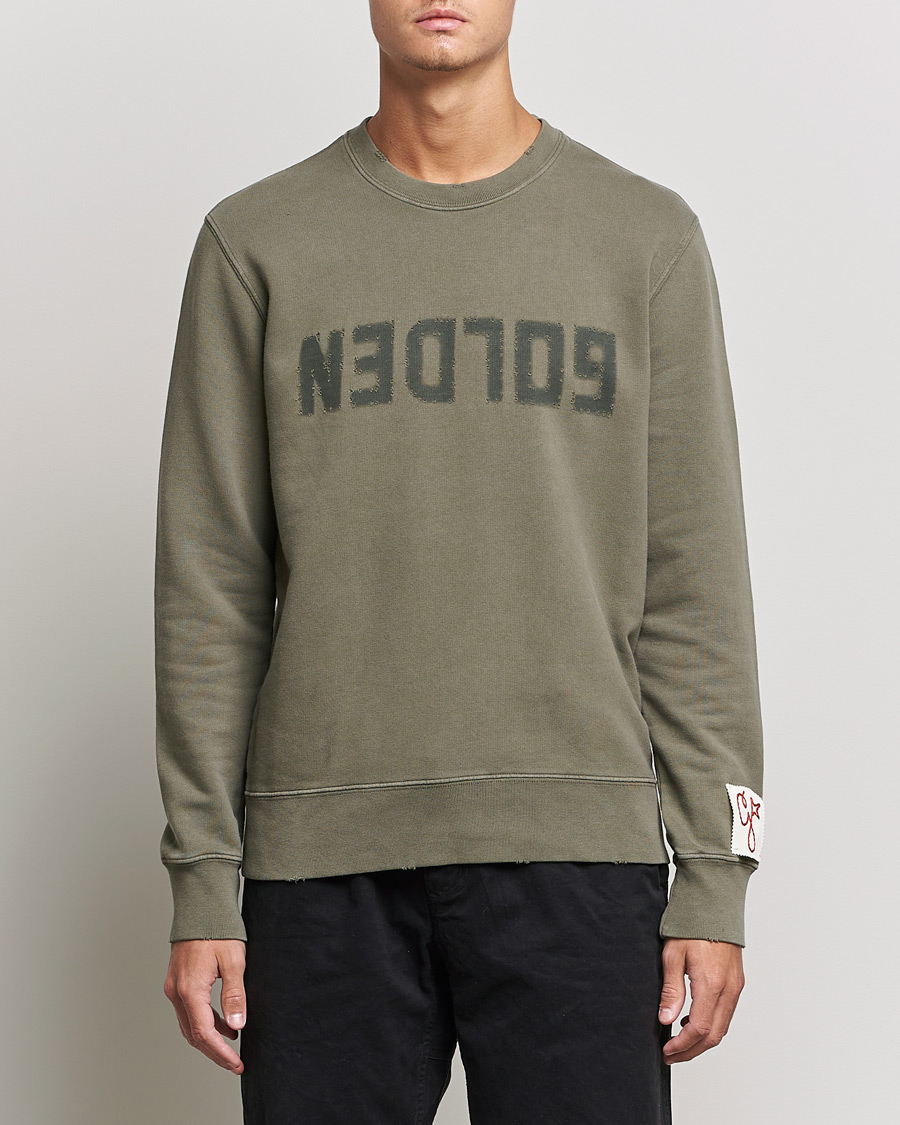 Herre | Trøjer | Golden Goose | Deluxe Brand Distressed Cotton Sweatshirt Dusty Olive