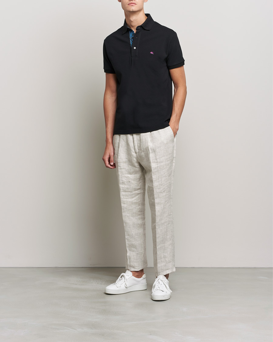 Herre | Polotrøjer | Etro | Short Sleeve Contrast Paisley Polo Black