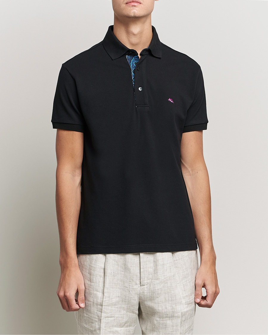 Herre | Polotrøjer | Etro | Short Sleeve Contrast Paisley Polo Black