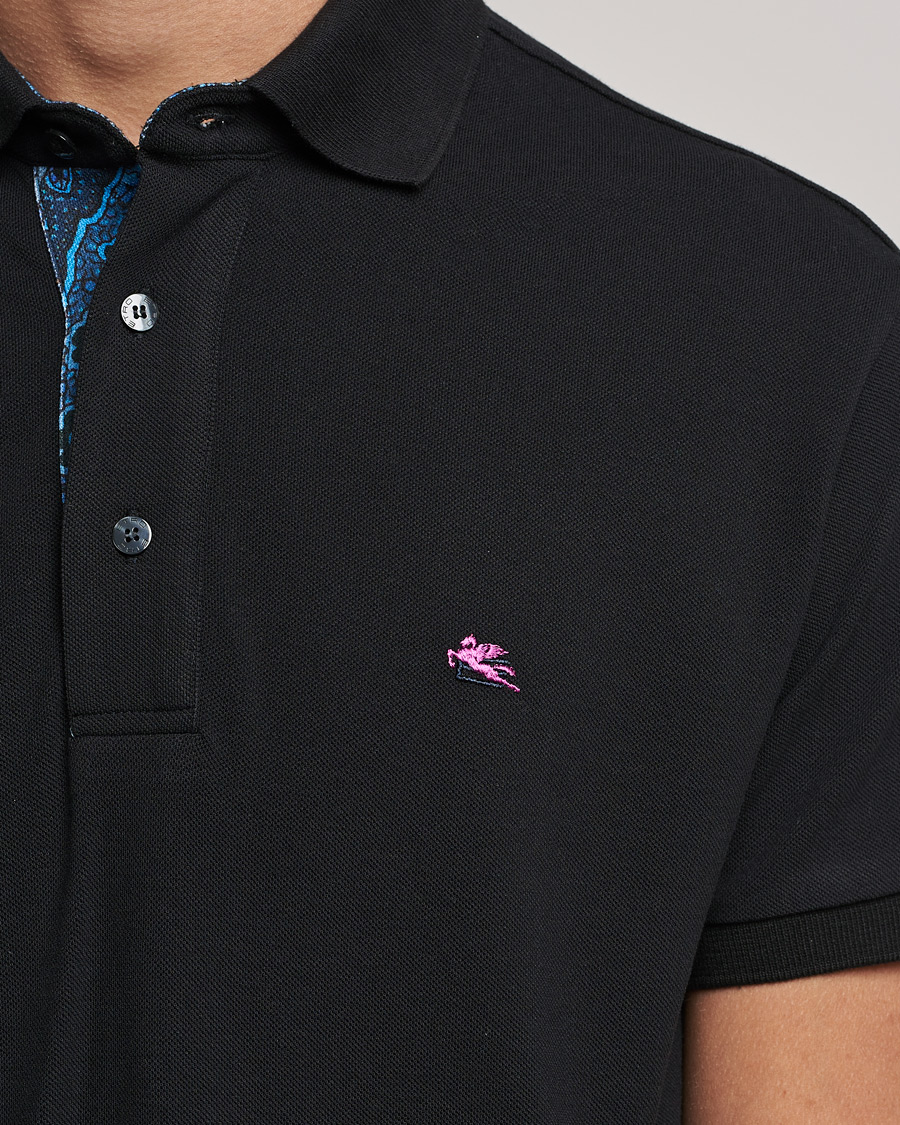 Herre | Polotrøjer | Etro | Short Sleeve Contrast Paisley Polo Black