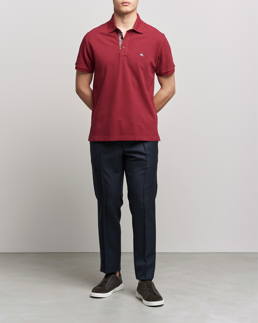 Herre | Polotrøjer | Etro | Short Sleeve Contrast Paisley Polo Burgundy