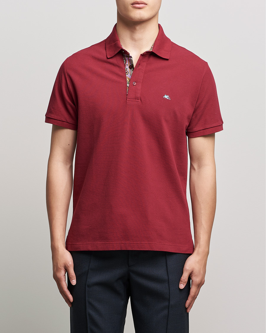Herre | Polotrøjer | Etro | Short Sleeve Contrast Paisley Polo Burgundy