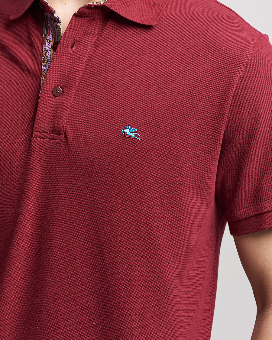 Herre | Polotrøjer | Etro | Short Sleeve Contrast Paisley Polo Burgundy