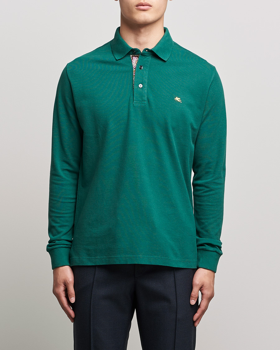 Herre | Trøjer | Etro | Long Sleeve Contrast Paisley Polo Emerald