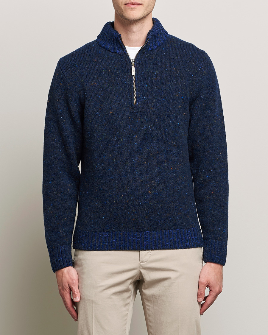 Herre | Trøjer | Inis Meáin | Wool/Cashmere Half Zip Navy