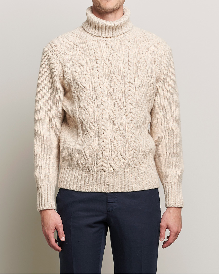 Herre | Trøjer | Inis Meáin | Wool/Cashmere Aran Turtleneck Beige