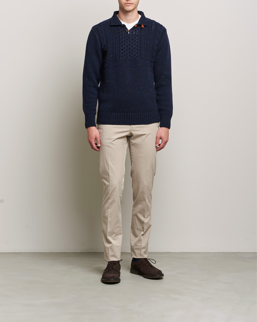 Herre | Trøjer | Inis Meáin | Wool/Cashmere Máirtín Beag Galánta Button Neck Navy