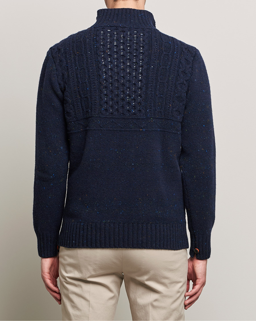 Herre | Trøjer | Inis Meáin | Wool/Cashmere Máirtín Beag Galánta Button Neck Navy