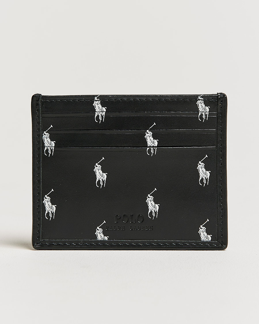 Herre | Polo Ralph Lauren All Over PP Leather Credit Card Holder Black/White | Polo Ralph Lauren | All Over PP Leather Credit Card Holder Black/White