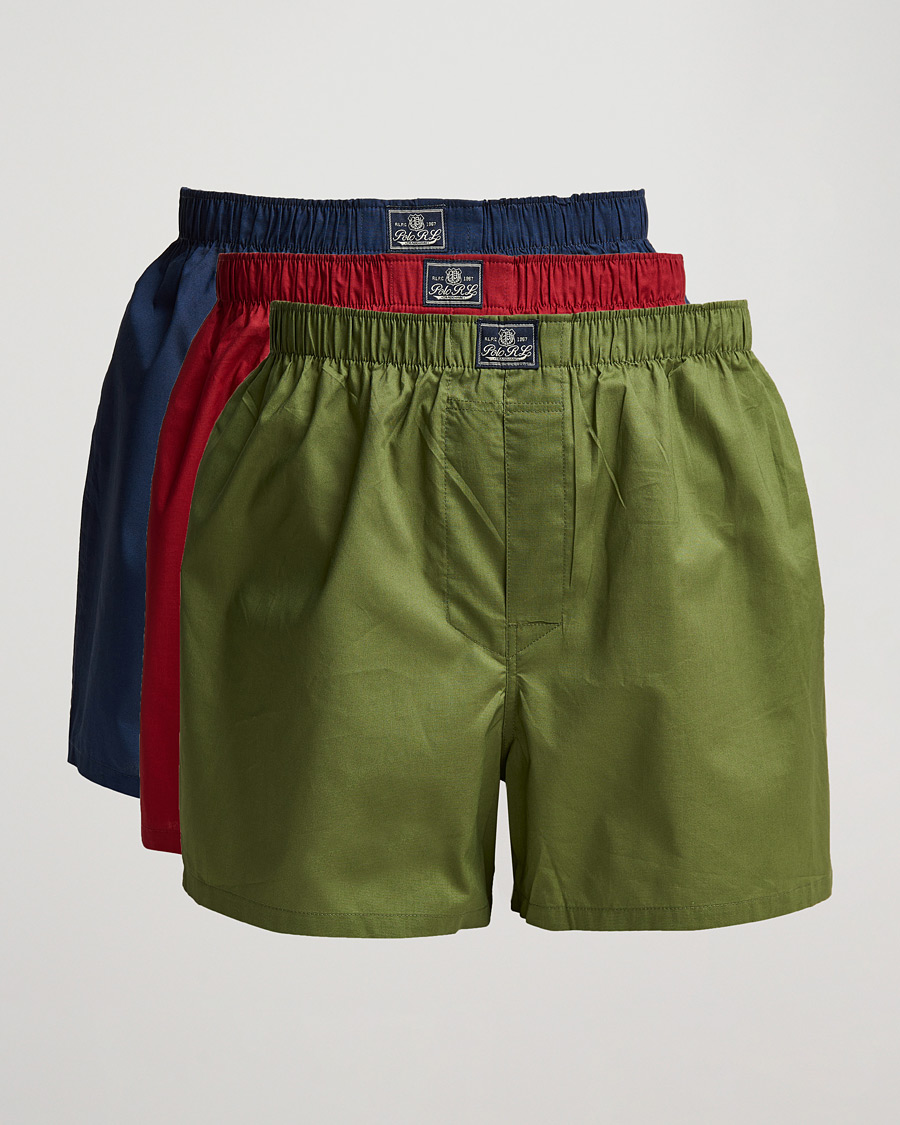 Herre | Undertøj | Polo Ralph Lauren | 3-Pack Woven Boxer Red/Navy/Army Olive