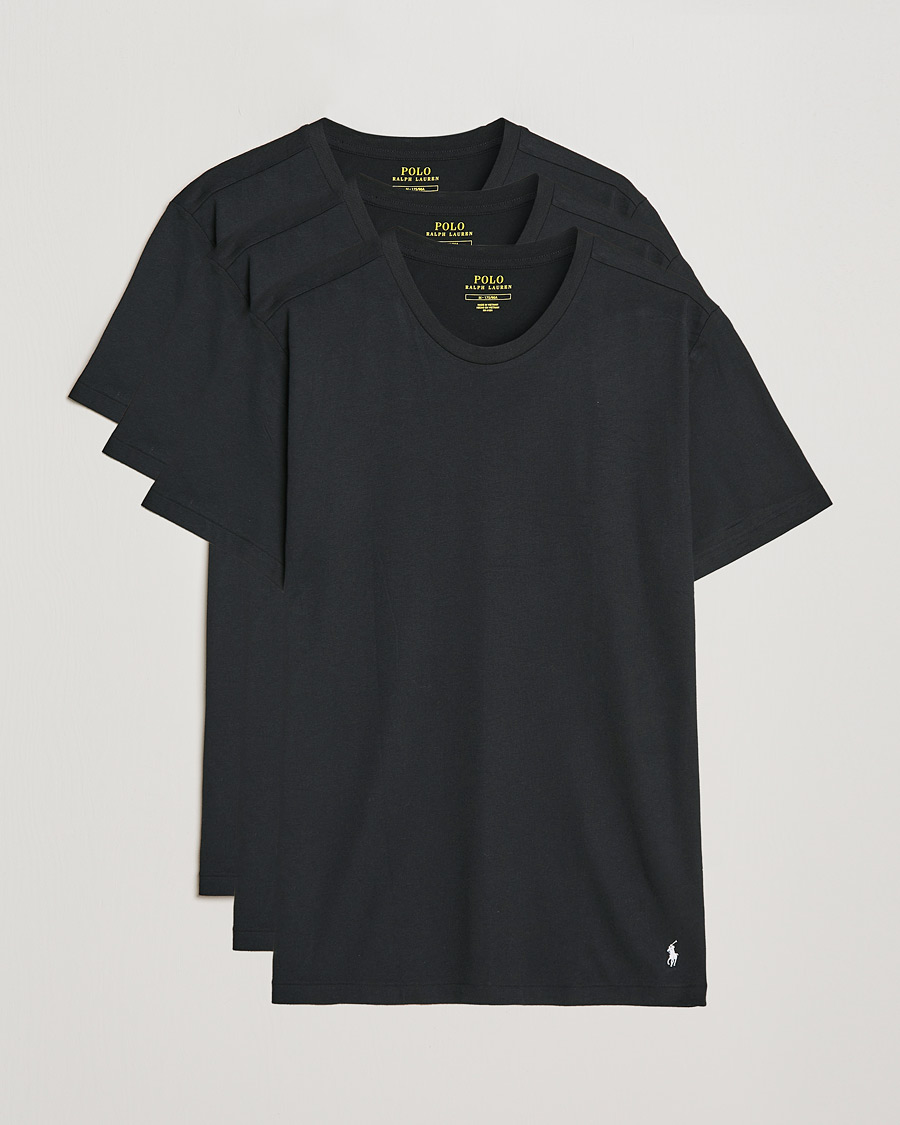 Herre | T-Shirts | Polo Ralph Lauren | 3-Pack Crew Neck T-Shirt Black