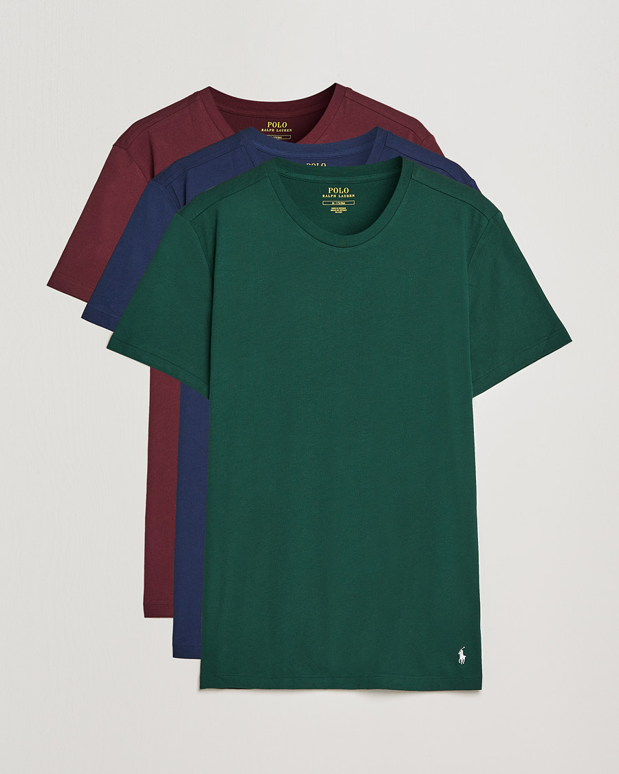Herre | Kortærmede t-shirts | Polo Ralph Lauren | 3-Pack Crew Neck Tee Navy/College Green/Red