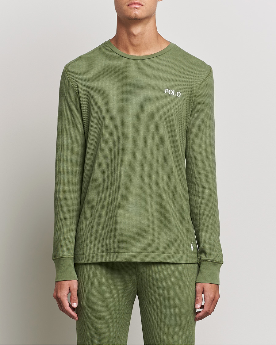 Herre | T-Shirts | Polo Ralph Lauren | Waffle Long Sleeve Crew Neck Army Olive