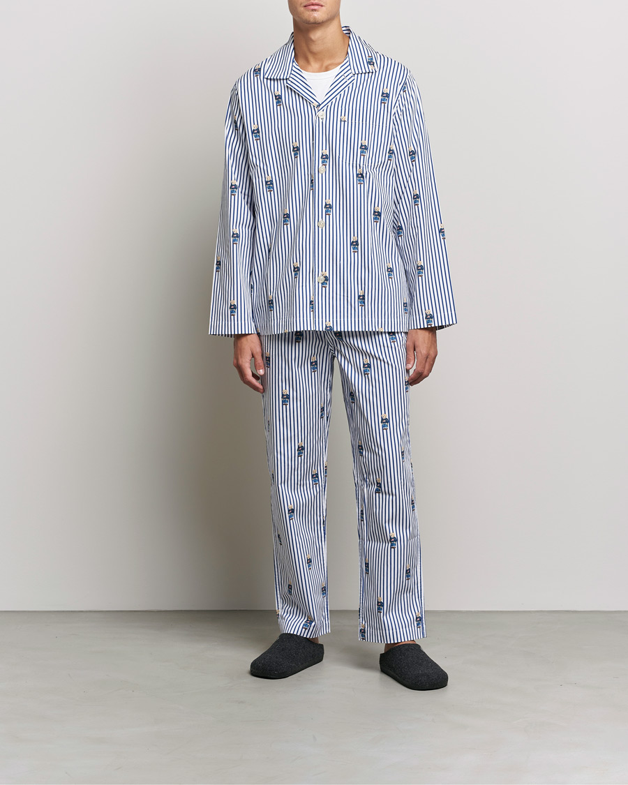 Herre | Pyjamas & Morgenkåber | Polo Ralph Lauren | Bear Striped Pyjama Set Blue/White 