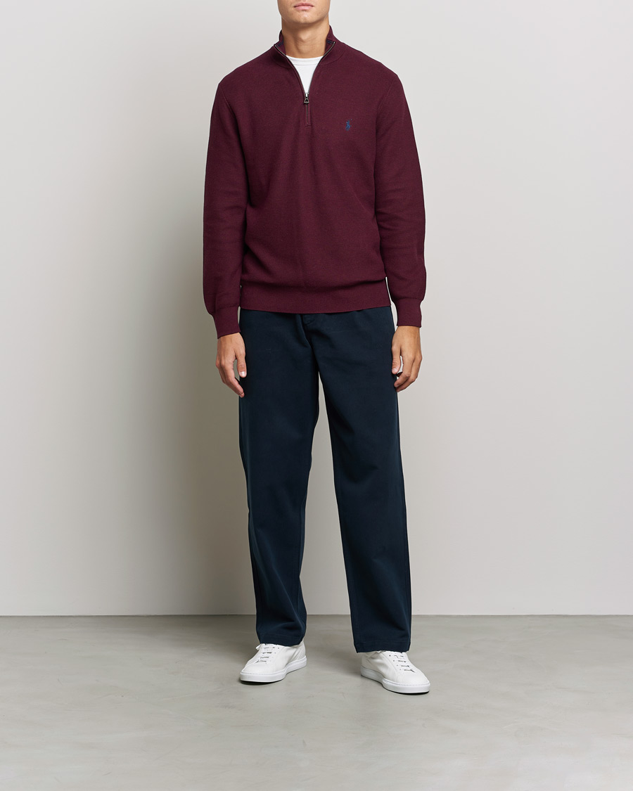 Herre | Trøjer | Polo Ralph Lauren | Textured Half-Zip Aged Wine Heather