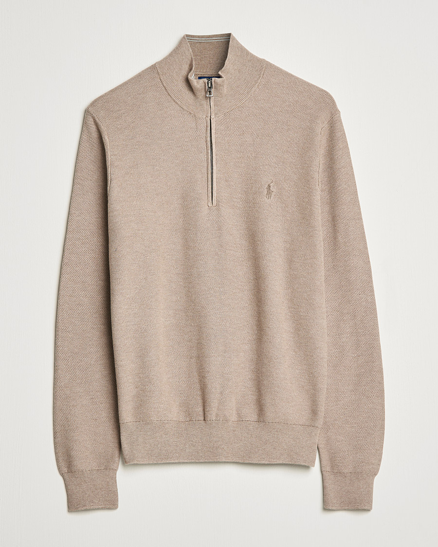 Herre | Trøjer | Polo Ralph Lauren | Textured Half-Zip Honey Brown Heather