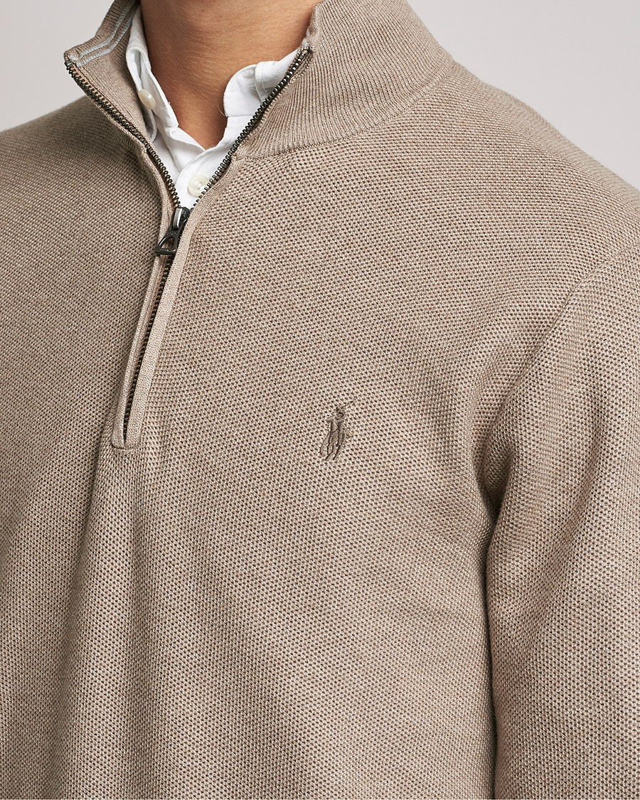 Herre | Trøjer | Polo Ralph Lauren | Textured Half-Zip Honey Brown Heather