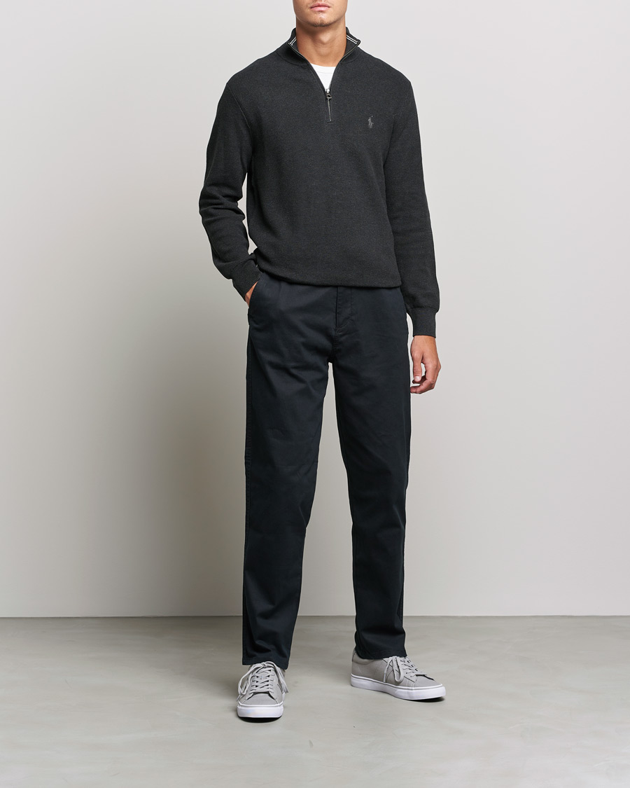 Herre | Trøjer | Polo Ralph Lauren | Textured Half-Zip Dark Granite Heather