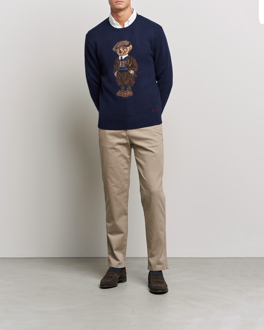 Herre | Trøjer | Polo Ralph Lauren | Wool Heritage Bear Knitted Sweater Navy