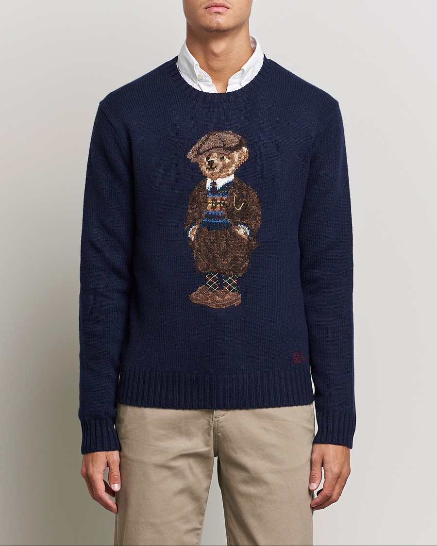 Herre | Trøjer | Polo Ralph Lauren | Wool Heritage Bear Knitted Sweater Navy
