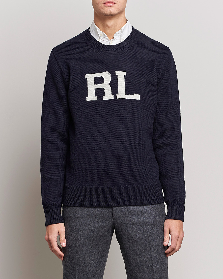 Herre |  | Polo Ralph Lauren | Wool Logo Knitted Sweater Hunter Navy