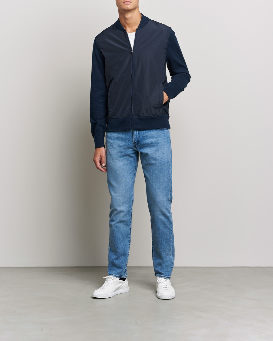 Herre | Trøjer | Polo Ralph Lauren | Cotton Hybrid Full-Zip Sweater Piper Navy