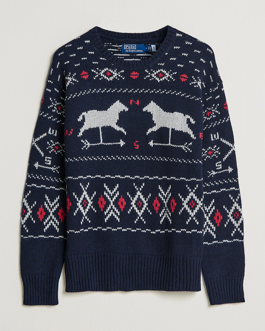 Herre | Trøjer | Polo Ralph Lauren | Wool Winter Knitted Sweater Navy Multi