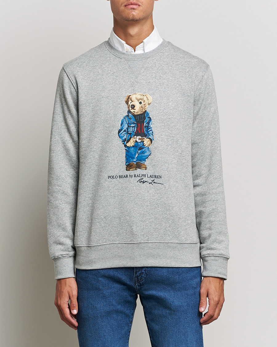 Herre | Grå sweatshirts | Polo Ralph Lauren | Printed Denim Bear Sweatshirt Andover Heather