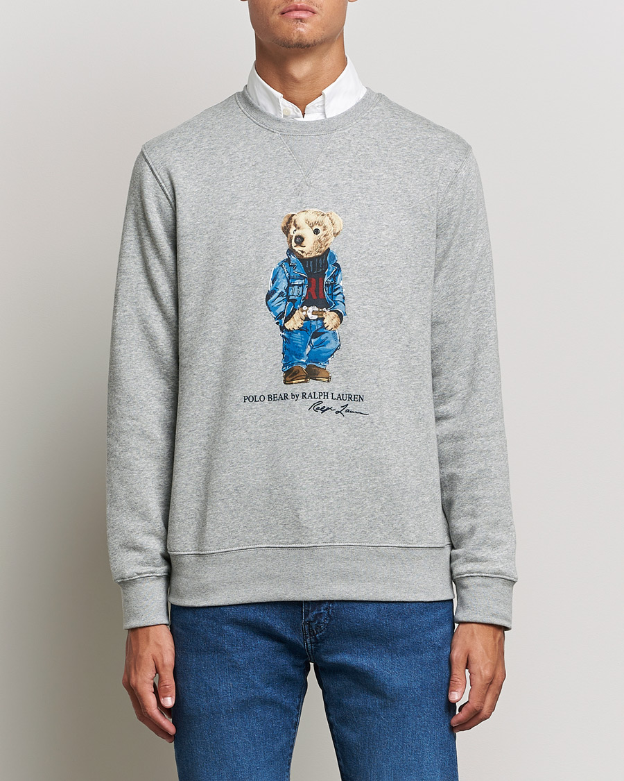 Herre | Trøjer | Polo Ralph Lauren | Printed Denim Bear Sweatshirt Andover Heather