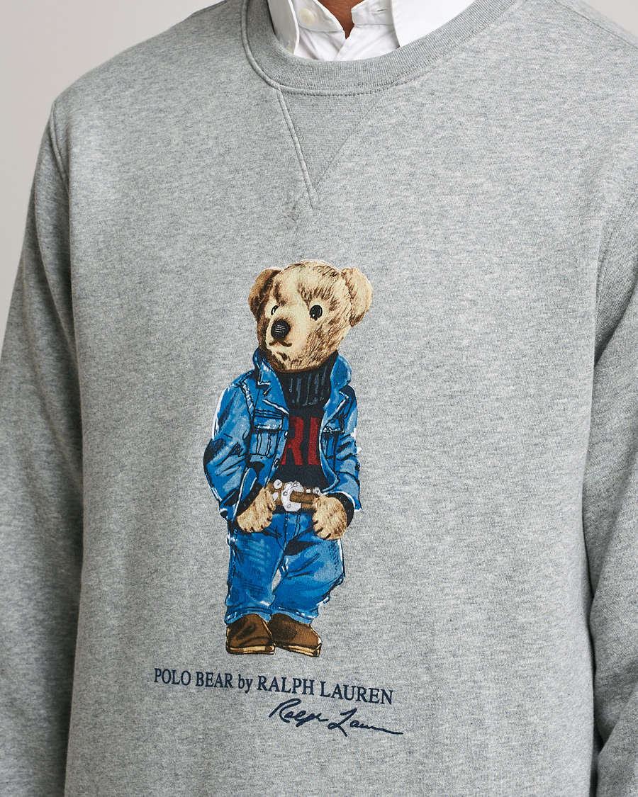 Herre | Trøjer | Polo Ralph Lauren | Printed Denim Bear Sweatshirt Andover Heather