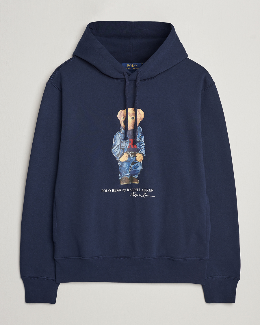 Herre | Trøjer | Polo Ralph Lauren | Printed Denim Bear Hoodie Cruise Navy