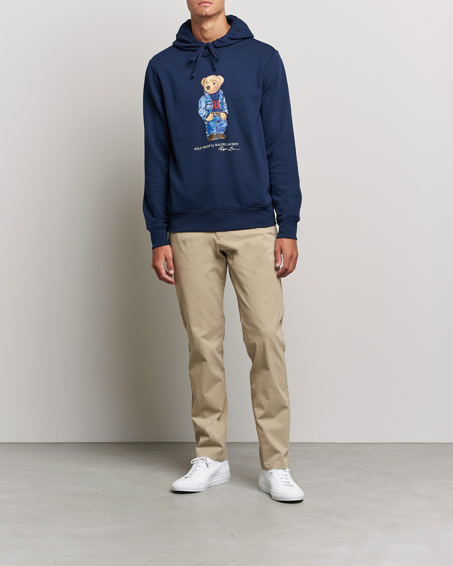 Herre | Trøjer | Polo Ralph Lauren | Printed Denim Bear Hoodie Cruise Navy