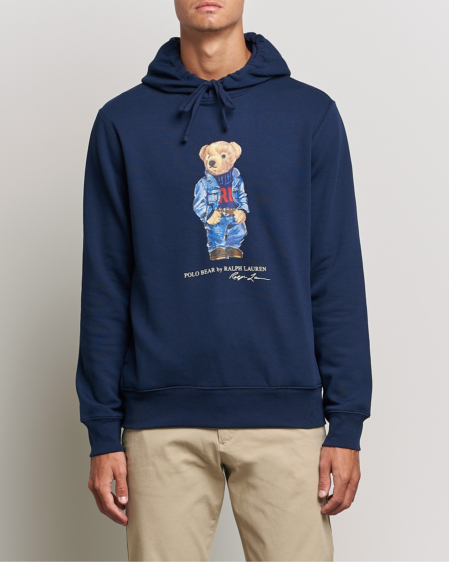 Herre | Trøjer | Polo Ralph Lauren | Printed Denim Bear Hoodie Cruise Navy