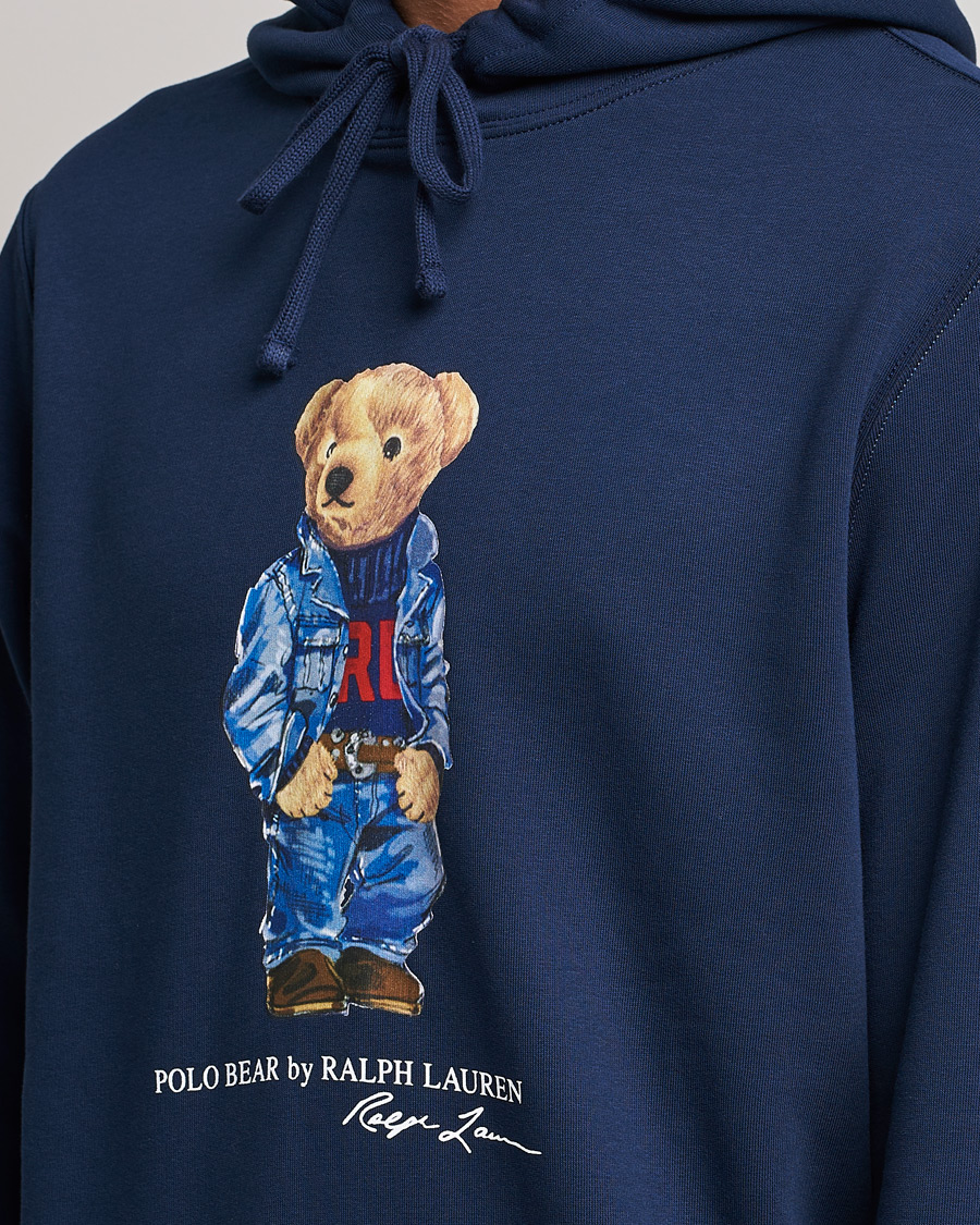 Herre | Trøjer | Polo Ralph Lauren | Printed Denim Bear Hoodie Cruise Navy