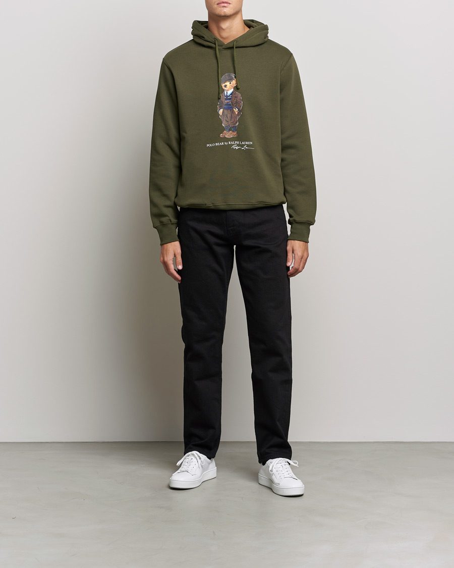 Herre | Trøjer | Polo Ralph Lauren | Printed Denim Bear Hoodie Army Olive