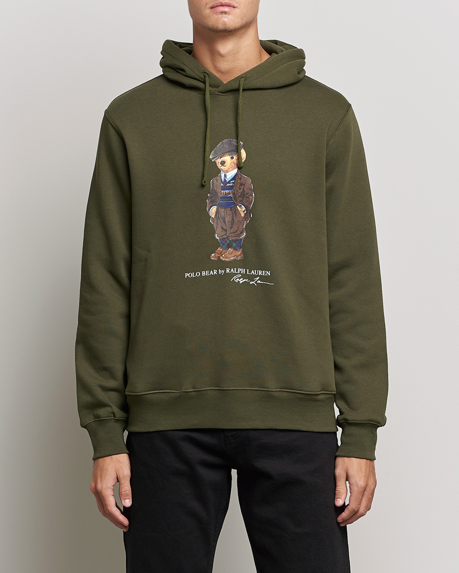 Herre | Trøjer | Polo Ralph Lauren | Printed Denim Bear Hoodie Army Olive