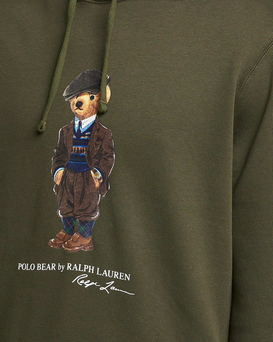 Herre | Trøjer | Polo Ralph Lauren | Printed Denim Bear Hoodie Army Olive