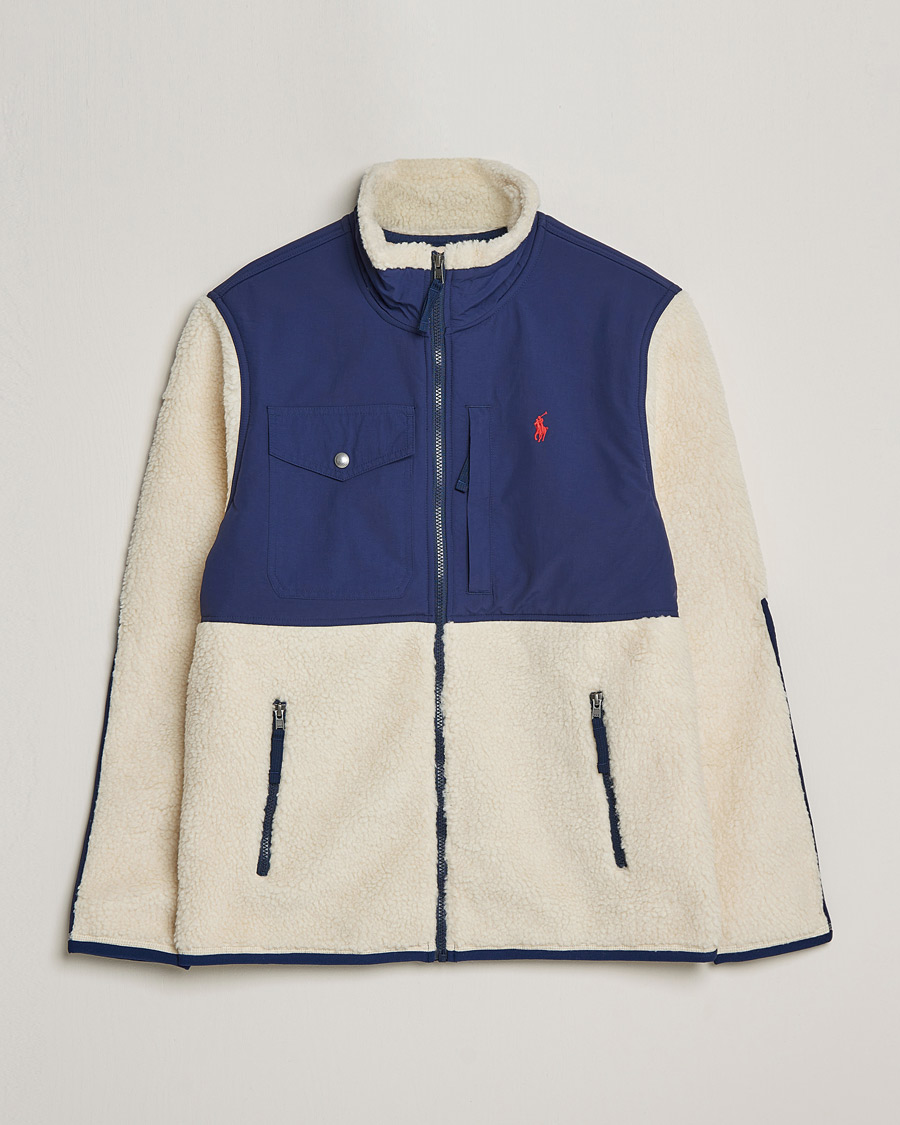 Herre | Trøjer | Polo Ralph Lauren | Bonded Sherpa Full Zip Sweater Creme/Navy